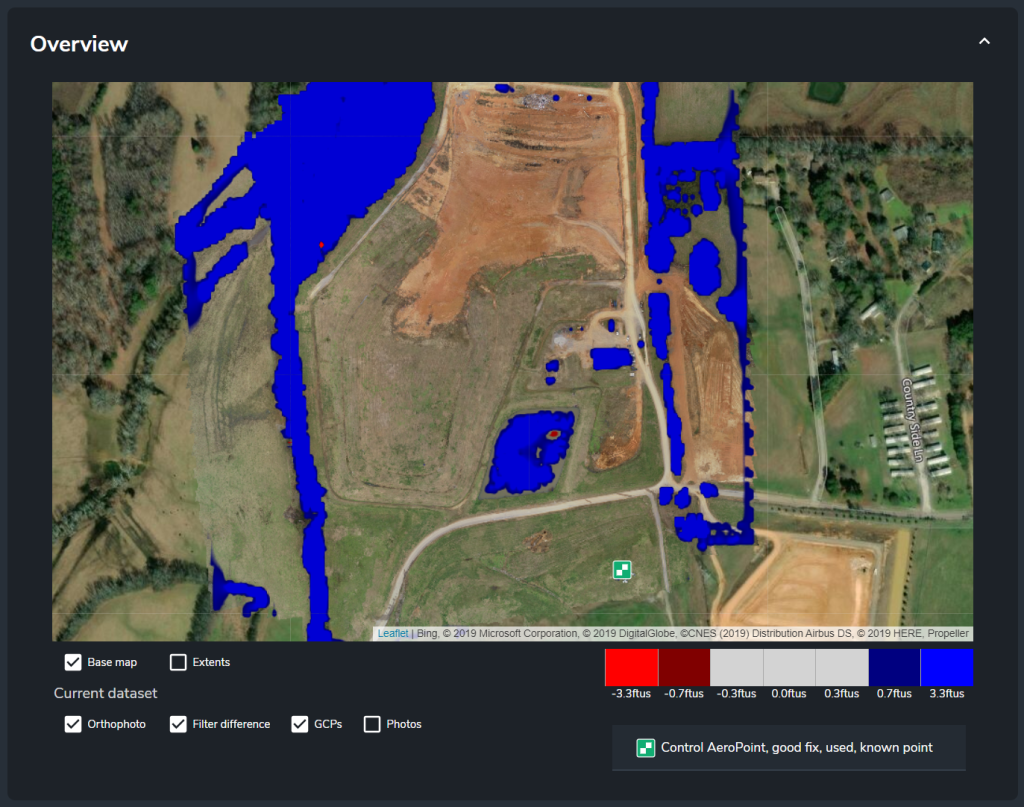 orthophoto of construction site with filtered terrain shaded