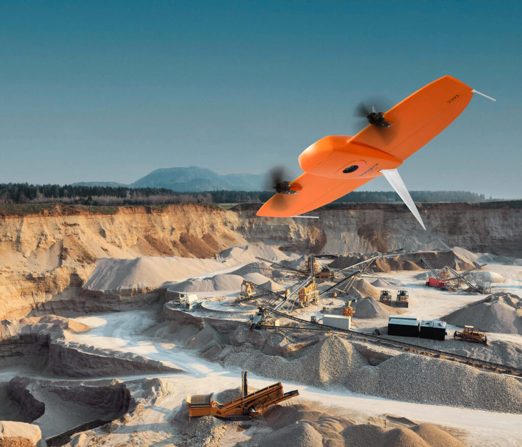 WingtraOne flying over a quarry