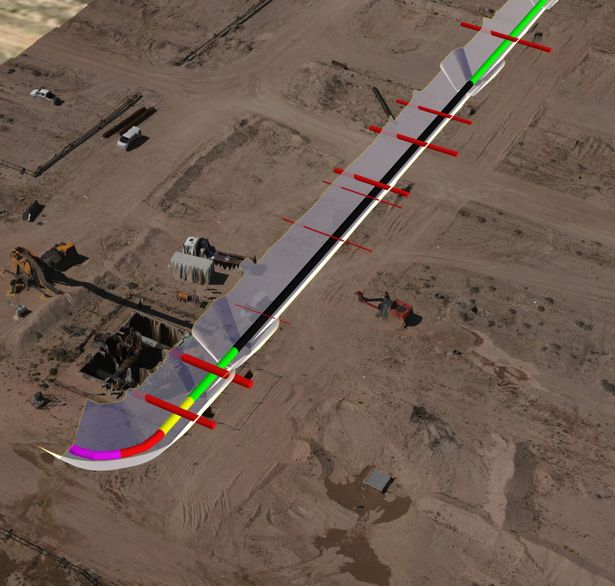 Bonatti pipeline project shown with a 3D model overlay