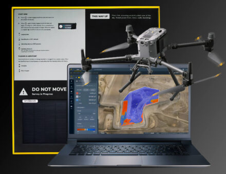 Propeller platform with an AeroPoint and flying drone.